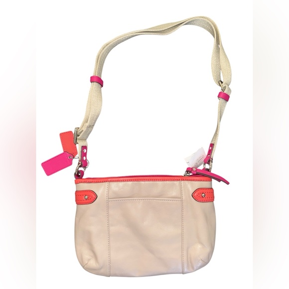 New NWT Coach Daisy Spectator Tan Orange Pink Leather Swingpack Crossbody bag - Picture 2 of 2